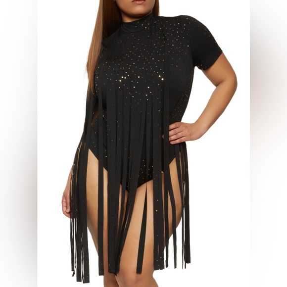 Plus Size Foil Dot Fringe
Bodysuit - BLACK NWT - Picture 3 of 5
